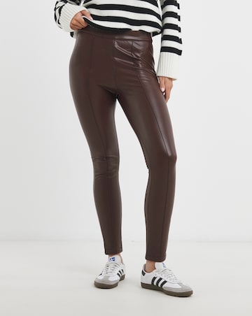 Seam Detail High Waist PU Leggings