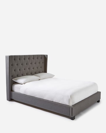 Allegra Winged Fabric Bed with 3 Layer Memory Foam Hybrid Mattress