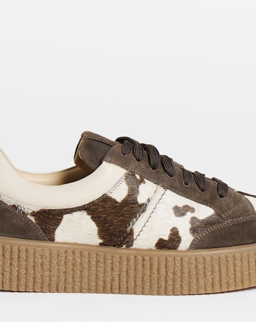 Beth Leather Chunky Lace Up Trainer - Wide Fit (E)