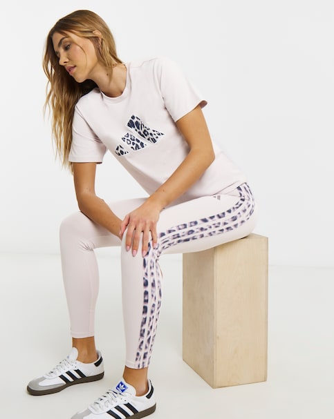 Adidas 3 Stripe Leopard Print Leggings