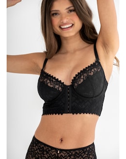 Pour Moi Mixology Longline Front Fastening Wired Bra Black