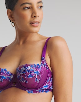 Ann Summers Nocturnal Bloom Non Pad Balcony Wired Bra Dark Purple