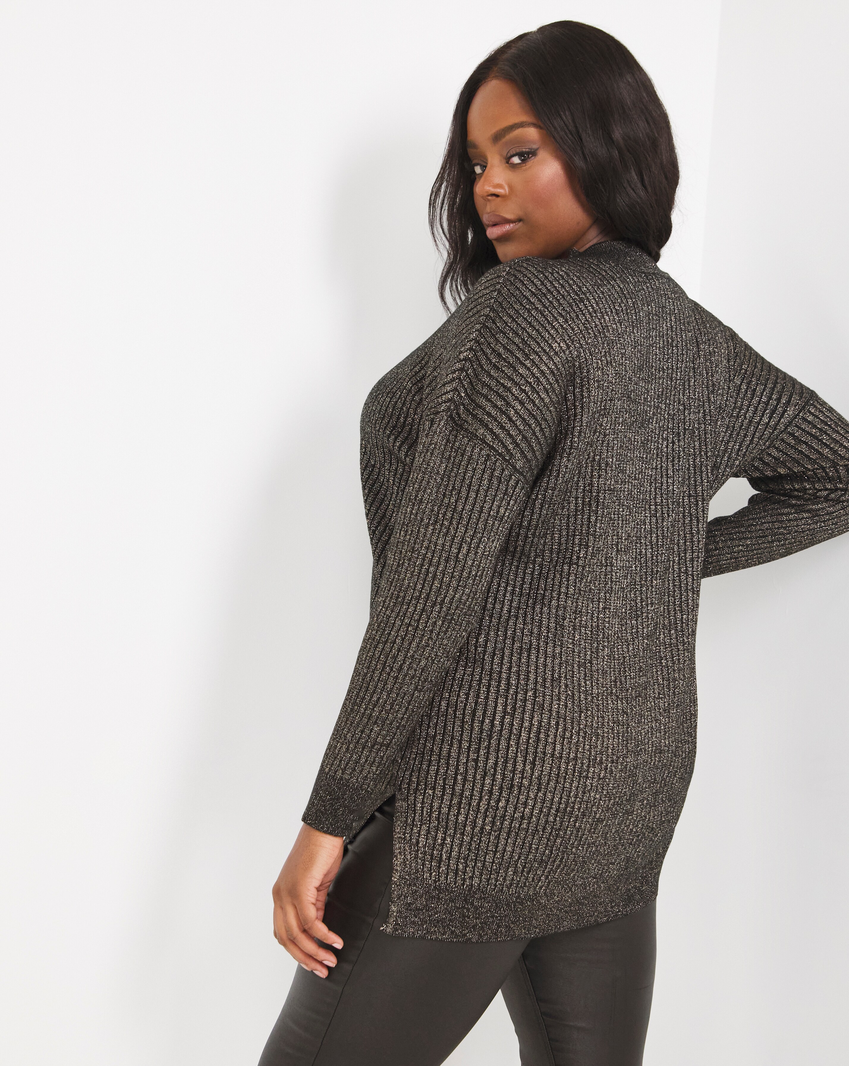 Black metallic jumper hotsell