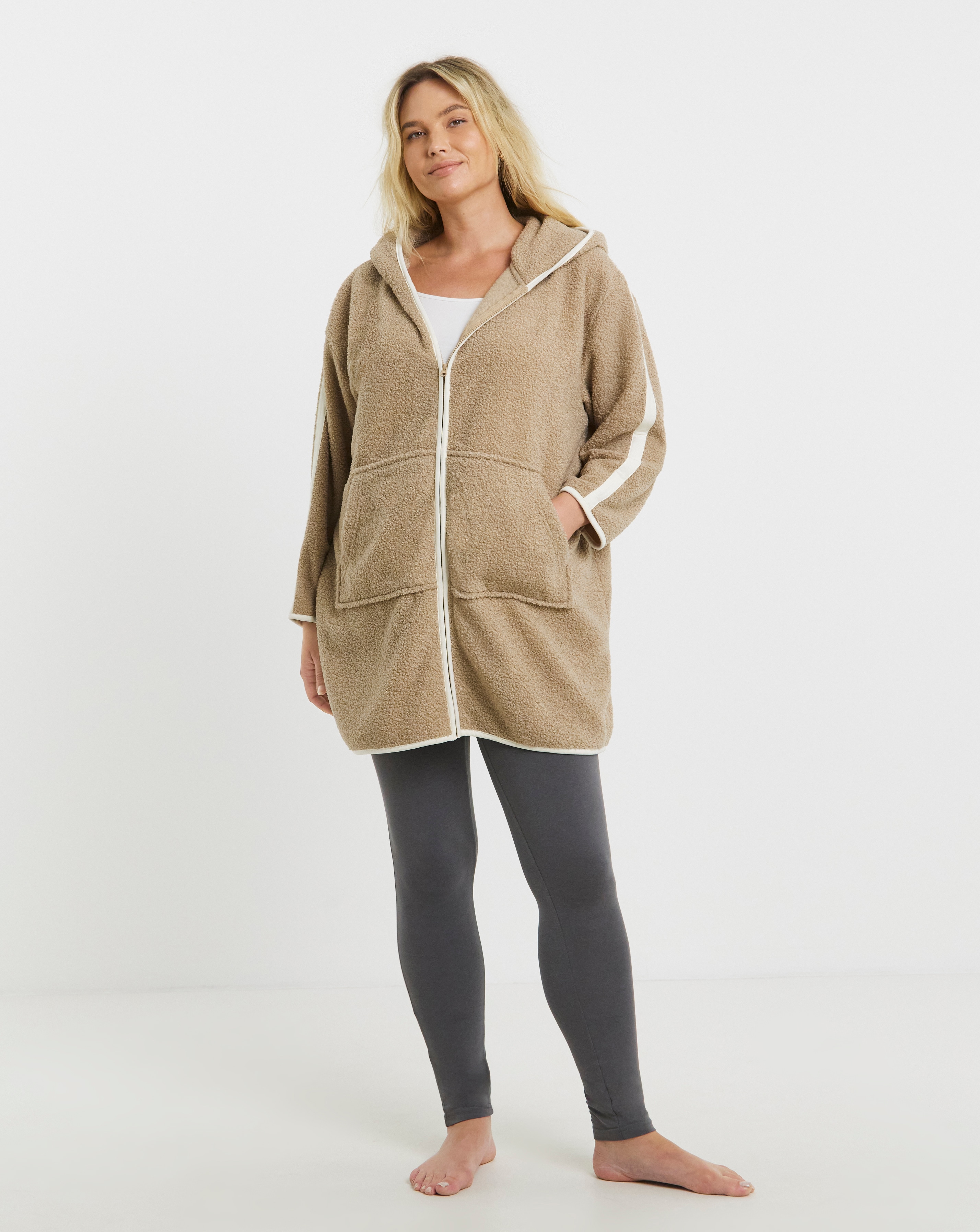 Pretty Secrets Zip Through Fleece Lounge Cardigan | Simply Be