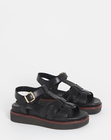 Fontana Leather T Bar Fisherman Sandals - Wide Fit (E)