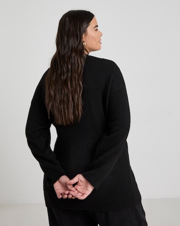 Black Longline Ballet Wrap Cardigan