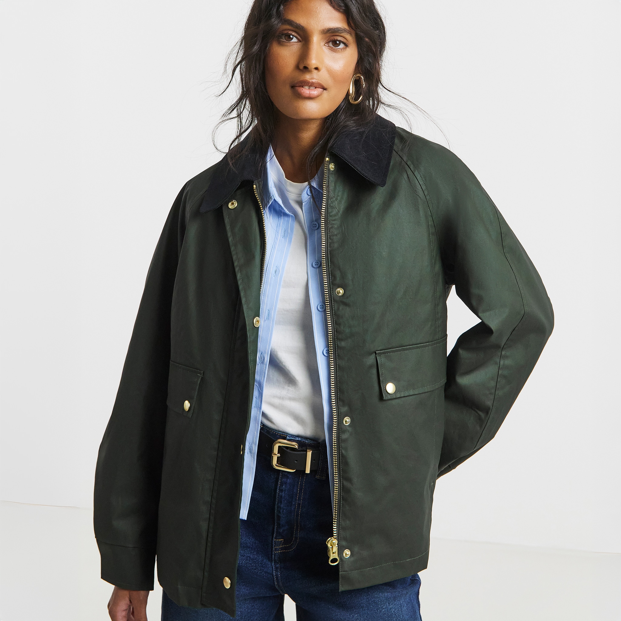 Waxed jacket in dark green