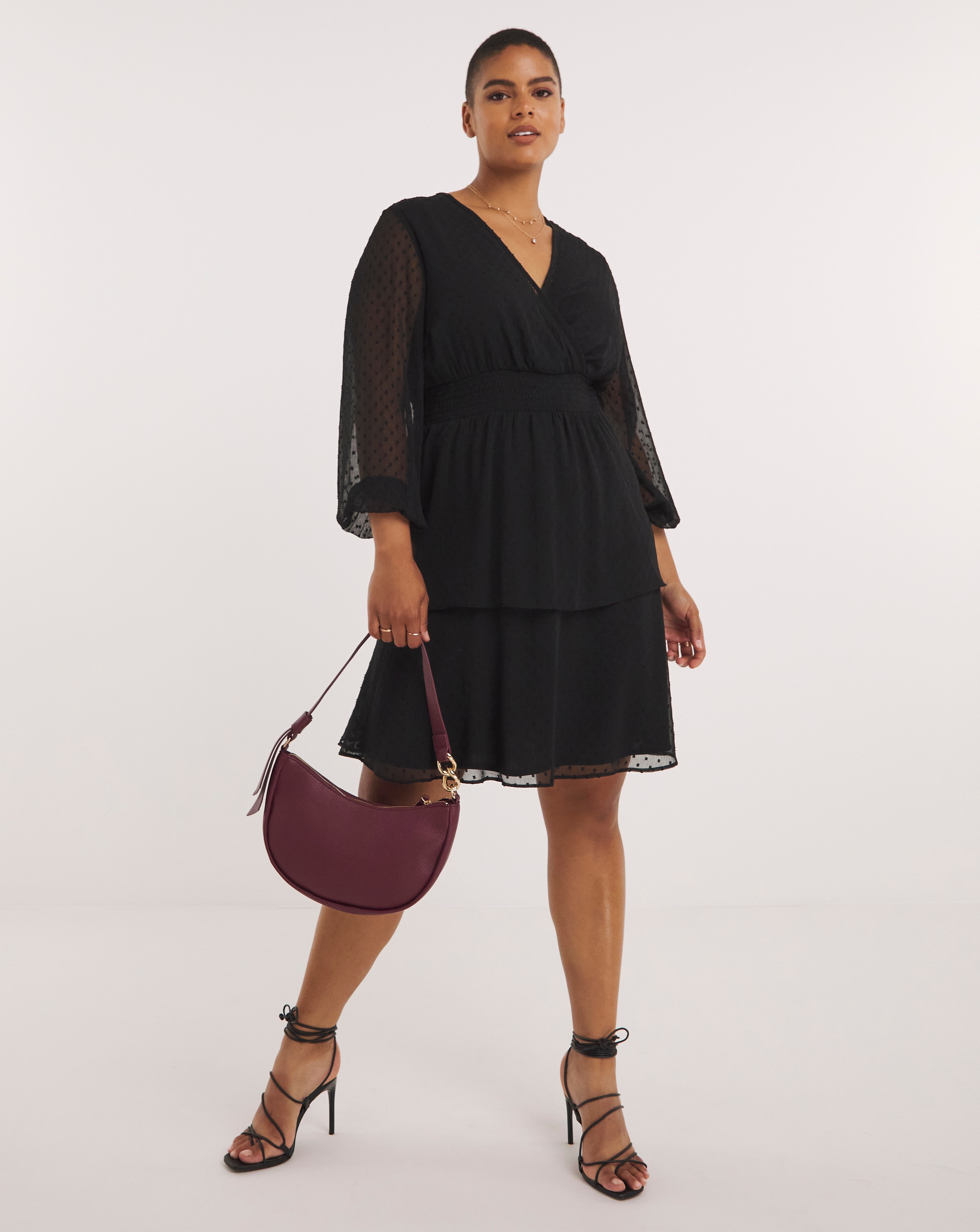 Black wrap skater dress online