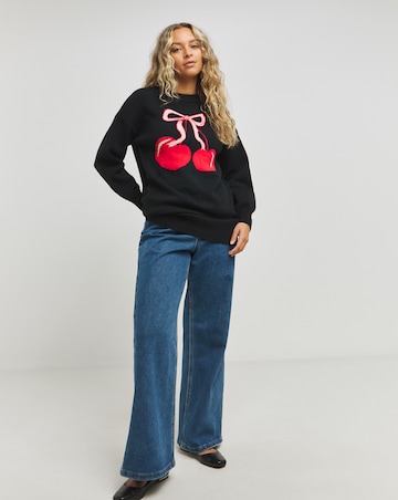 Black Cherry Graphic Longline Jumper