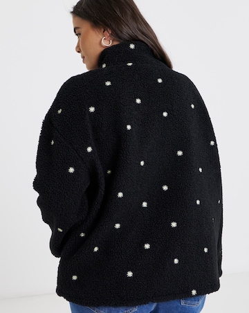 Black Embroidered Borg Sweatshirt