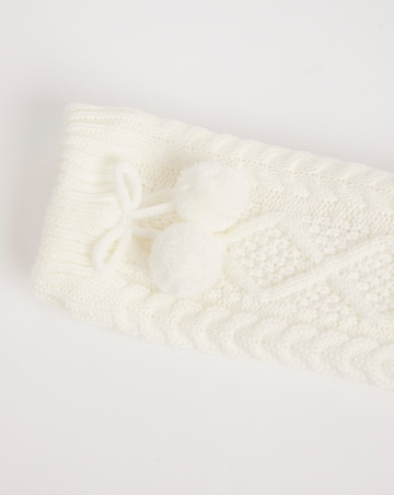 Thermal Cable Knit Fleece Lined Slipper Socks - Cream