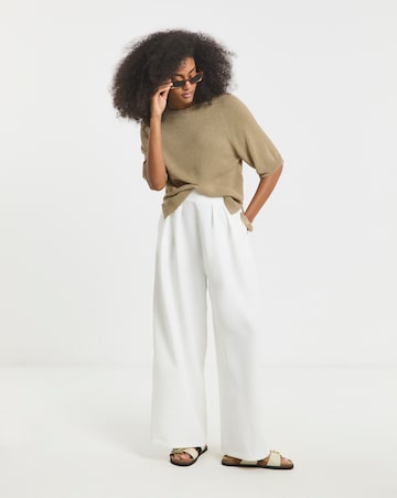 Oatmeal Half Sleeve Knitted Jumper