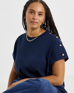 Tommy Hilfiger Gold Button Short Sleeve T-shirt