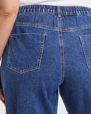Simply Be Mid Blue Pleat Detail Wide Leg Jeans