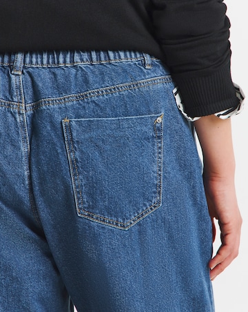 Simply Be Mid Blue Pleat Detail Wide Leg Jeans