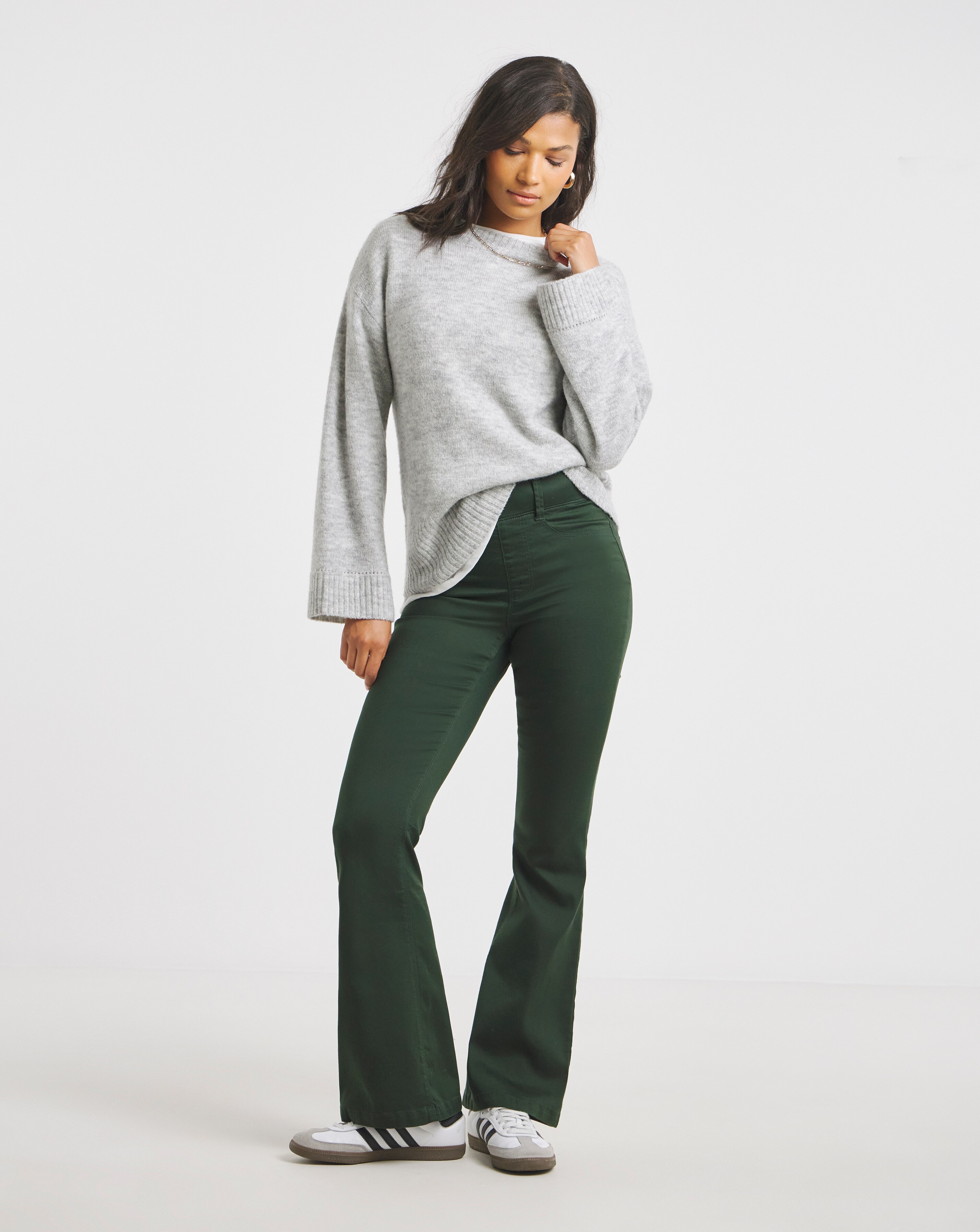 Khaki Flare Leg Jegging