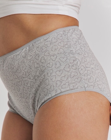 Pretty Secrets 7 Pack Cotton Full Fit Brief Knickers Heart Print
