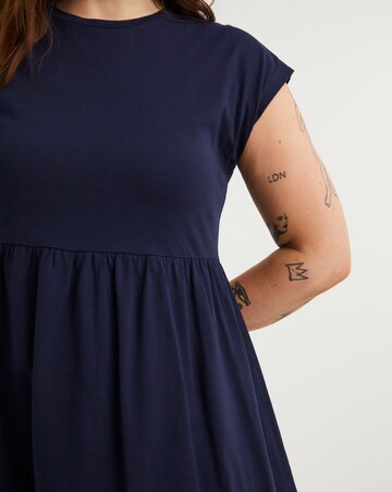 Navy Cotton Jersey Smock Dress