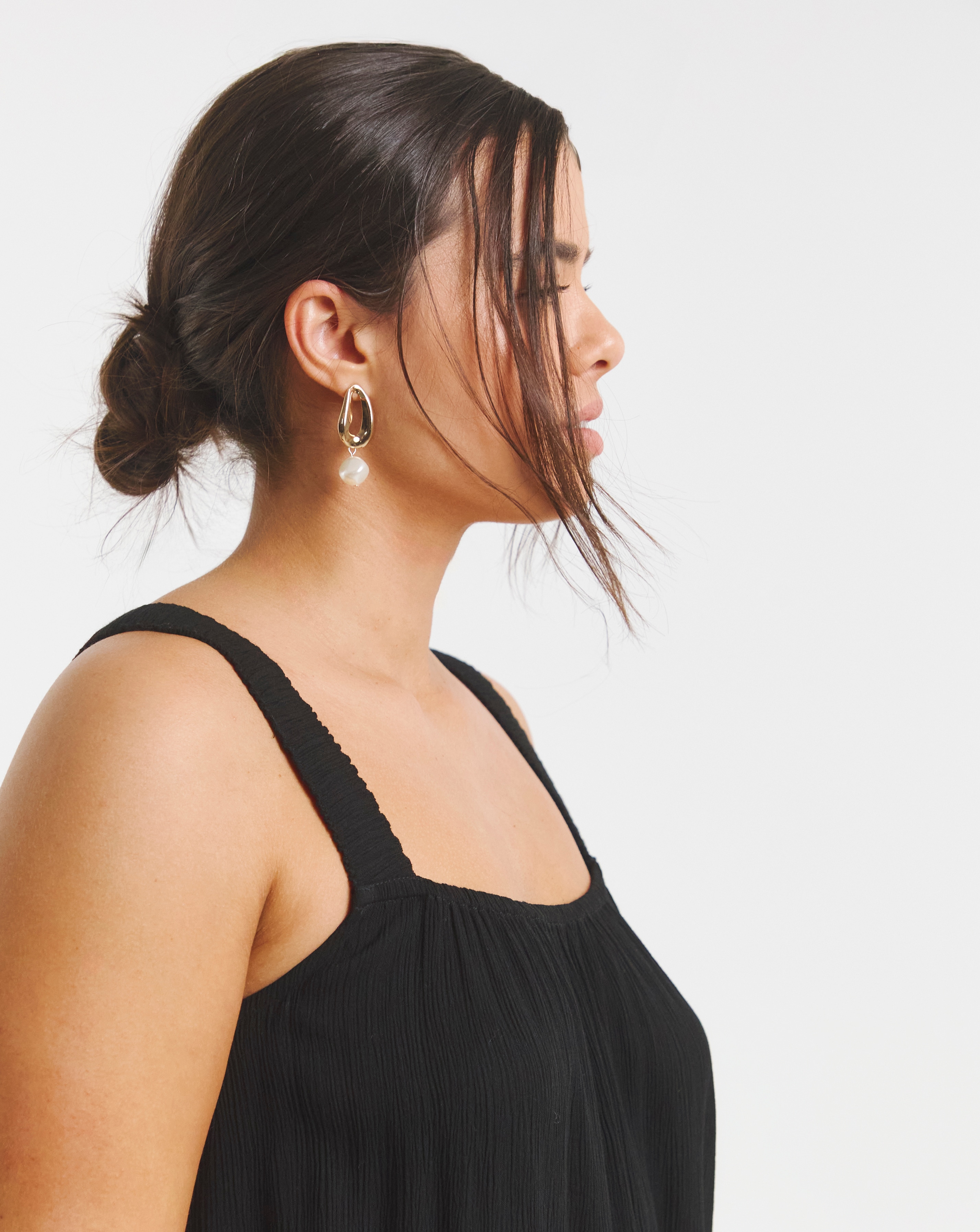 Simply Be Black Crinkle Ruched Strap Cami | Simply Be