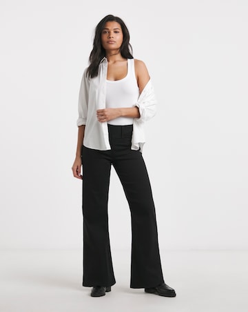 Black Stretch Wide Leg Pull On Jeggings
