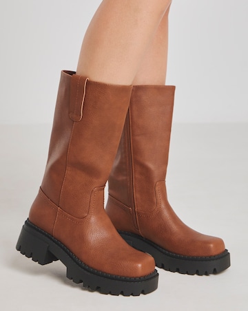 Peyton Chunky Biker Boots - Wide Fit (E) & Curvy Calf