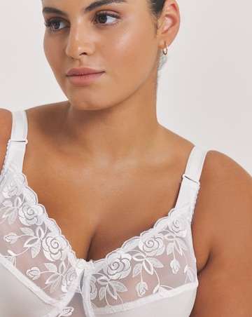 Miss Mary of Sweden Rose Embroidered Full Cup Wired Bra White