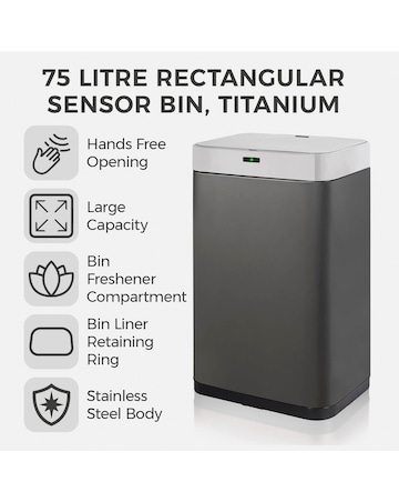 Tower 75L Sensor Bin Titanium
