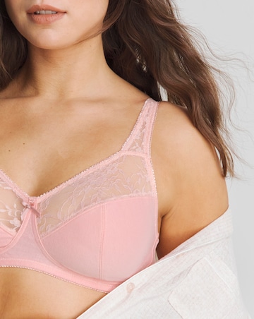 Pretty Secrets (2 Pack) Cotton Lace Non Wired Full Cup Bras (B-G) Pink Multi
