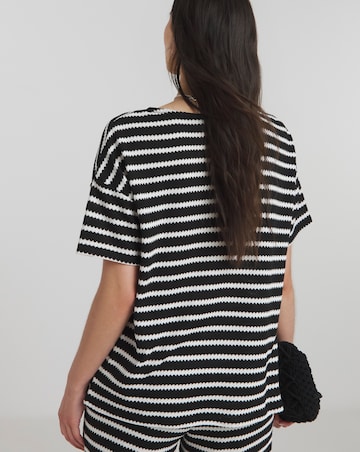 Black & White Crochet Look T-Shirt