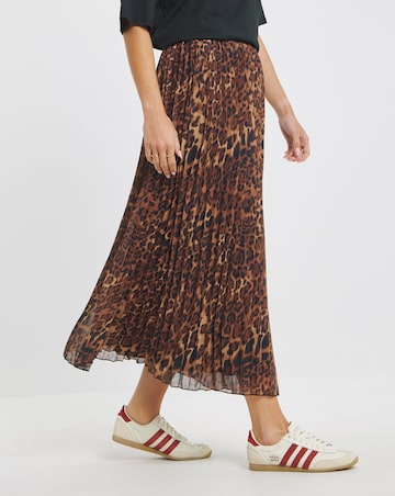 Simply Be Leopard Print Chiffon Pleated Midaxi Skirt