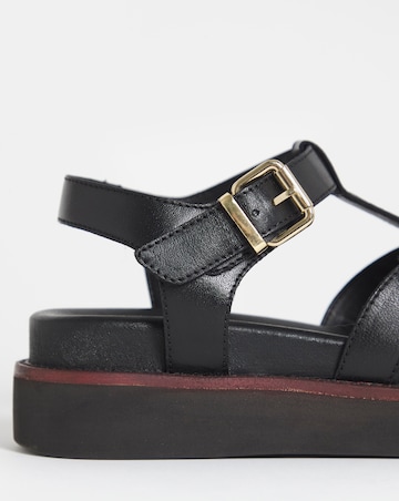 Fontana Leather T Bar Fisherman Sandals - Wide Fit (E)