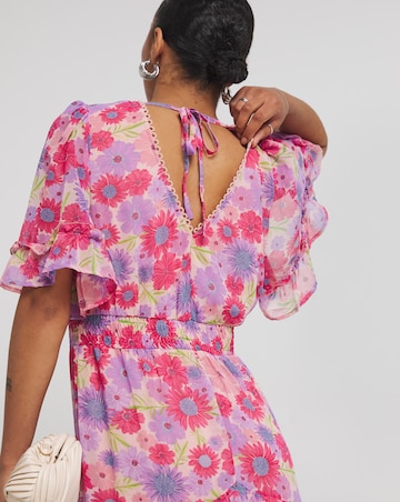 Pink Floral Tiered Maxi Dress