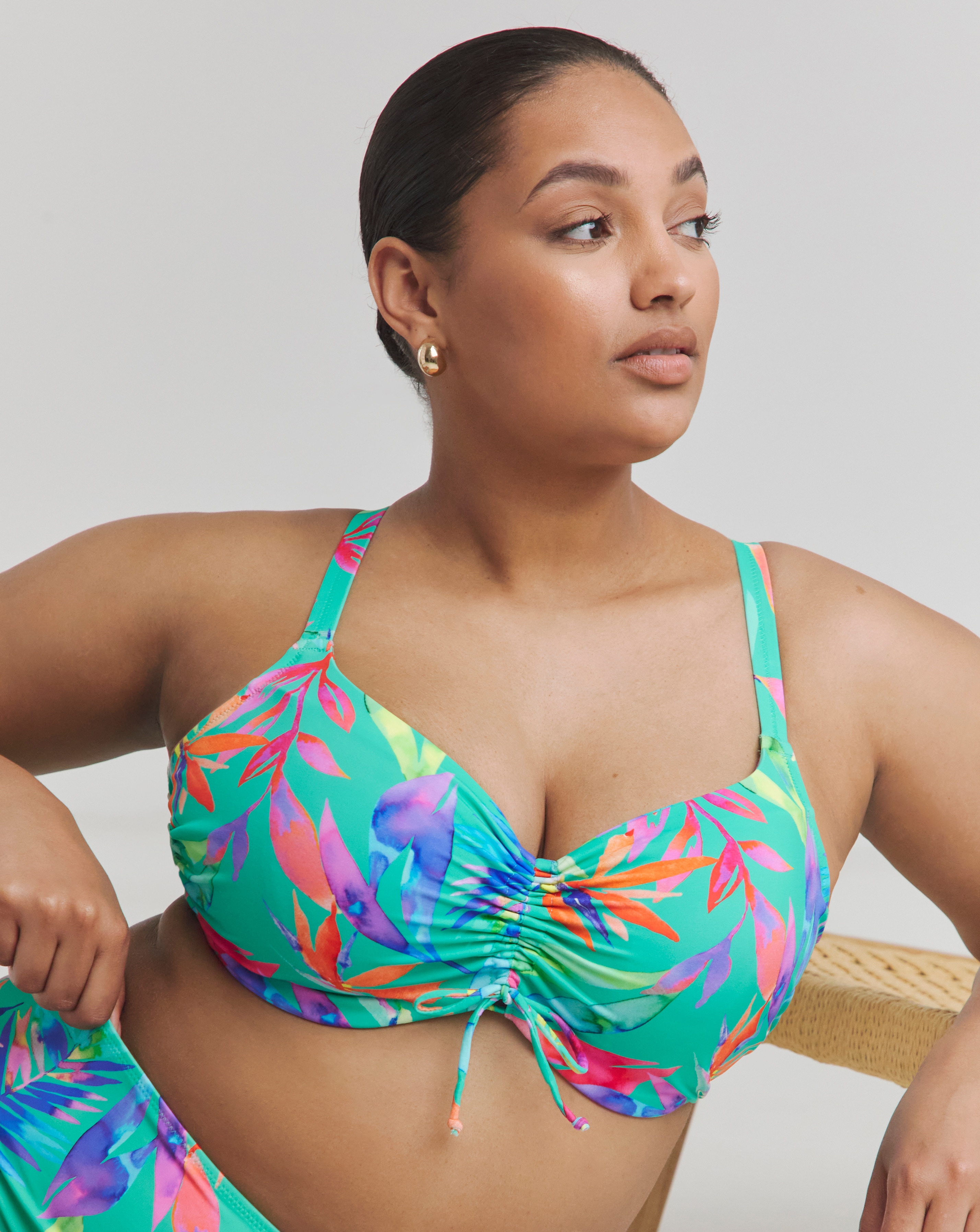 Elomi Toyama Tides Adjustable Wired Bikini Top Jade | Simply Be