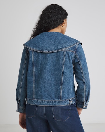 Mid Blue Statement Collar Demim Jacket