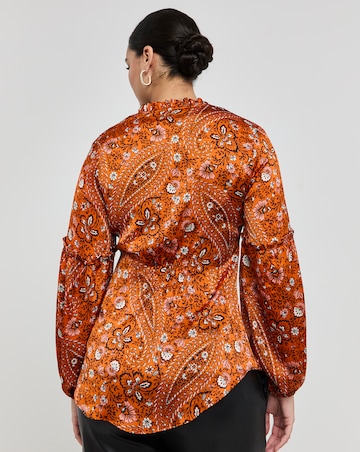 Joanna Hope Satin Pleat Detail Tie Neck Blouse