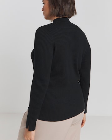 Black Mock Neck Rib Jumper