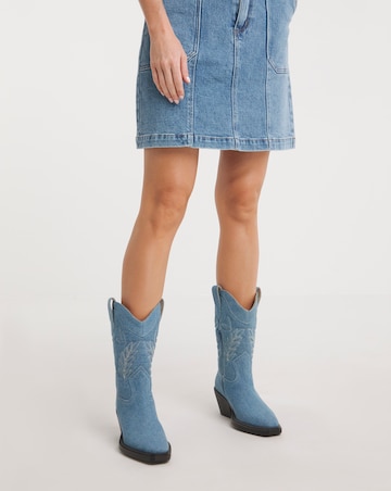 Bobbie Calf Western Boots Denim Ex Wide EEE Fit Standard Calf