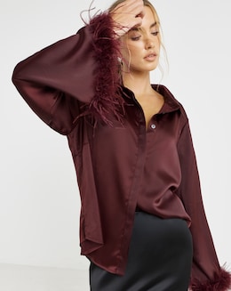 Lovedrobe Satin Feather Shirt
