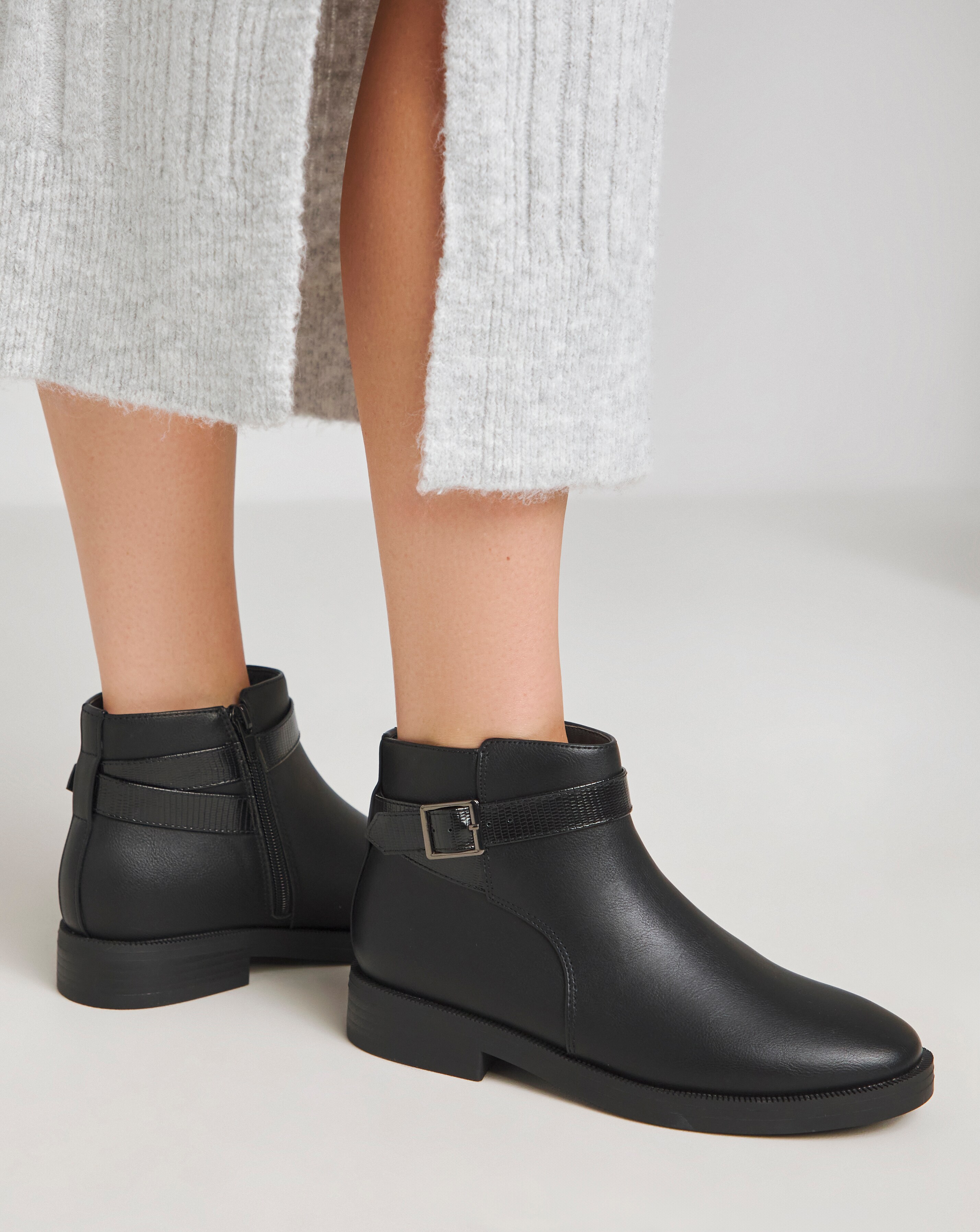 Drew Ankle Buckle Boot - Wide Fit (E)