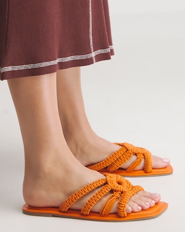 Simply Be Macrame Woven Mule Flat Sandals - Extra Wide Fit (EEE)