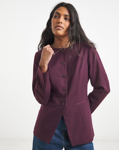 Collarless Waisted Blazer