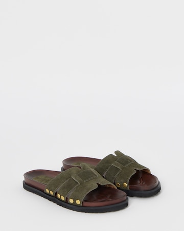 Hawthorne Suede Wood Effect Footbed Sandals - Wide Fit (E)