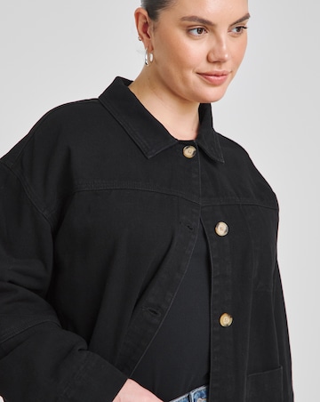 Simply Be Black Utility Button Through Jacket
