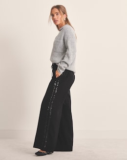 Simply Be Sequin Side Stripe Wide Leg Tousers