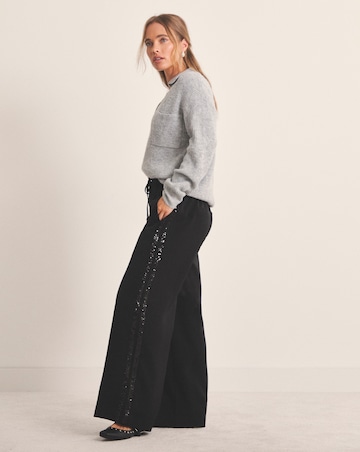 Simply Be Sequin Side Stripe Wide Leg Tousers