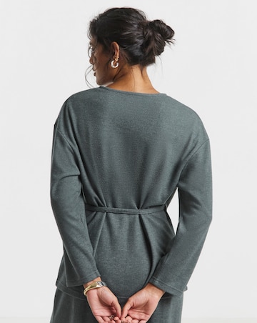 Charcoal Marl Ribbed Wrap Top