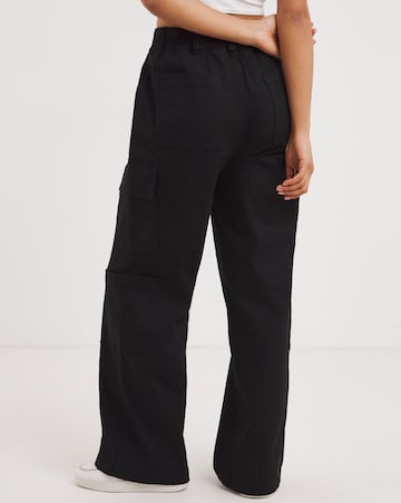 Black Adjustable Double Pocket Cargo Trousers