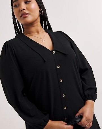 Black Button Through Shirt Dress