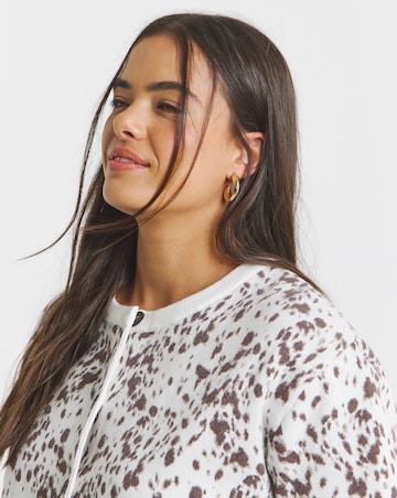 Mono Animal Print Crew Neck Cardigan