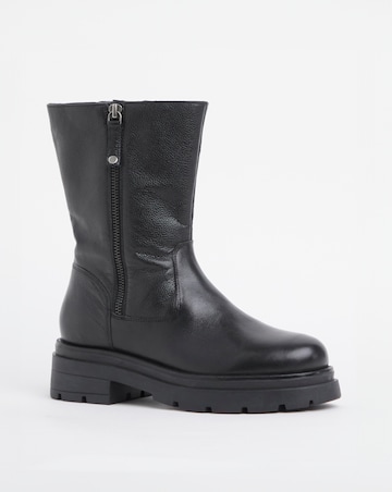Breener Leather Outside Zip Chunky Ankle Boots - Extra Wide Fit (EEE)